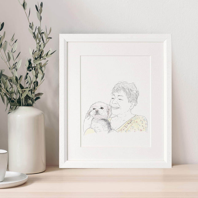 My pet and me line portrait - Custom Portrait Art