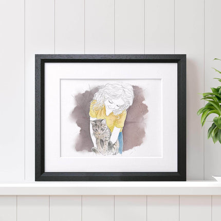 My pet and me line portrait - Custom Portrait Art