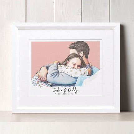 Daddy and me Colour Block People Line Portrait - Custom Portrait Art
