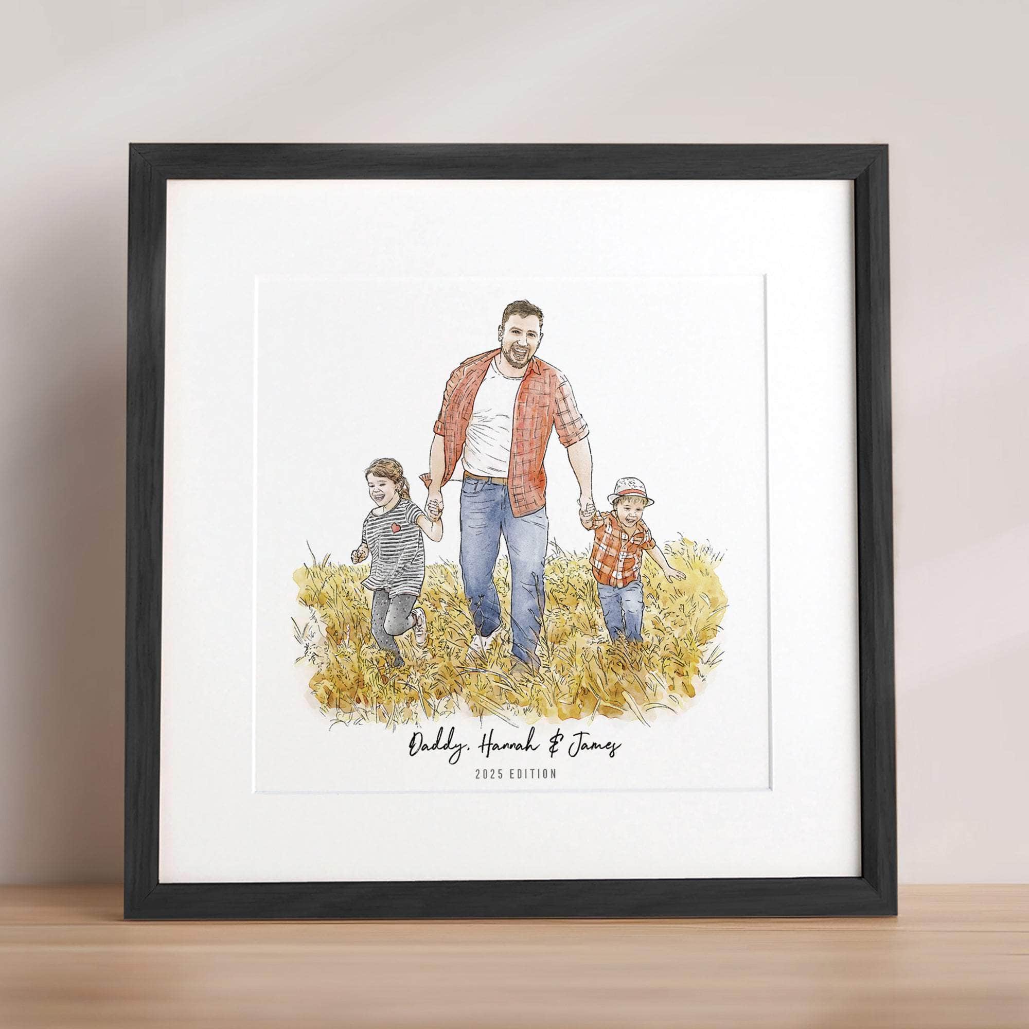 Daddy and Me Illustration - Custom Portrait Art