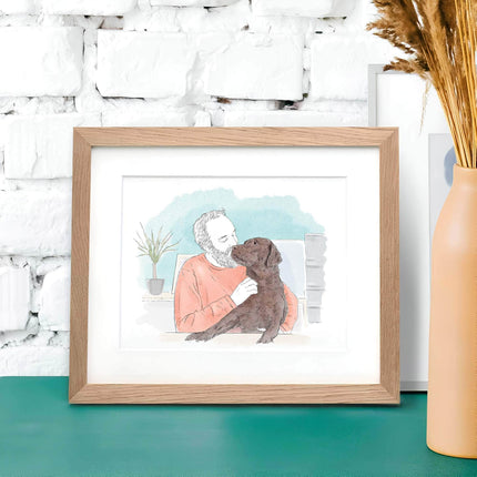 My pet and me line portrait - Custom Portrait Art
