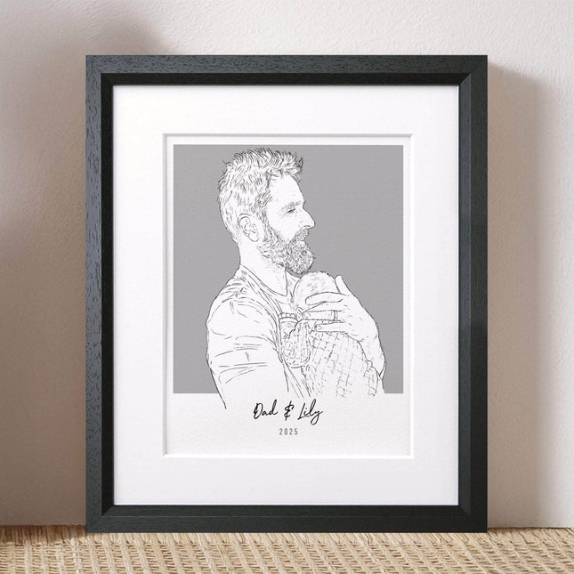 Daddy and me Colour Block People Line Portrait - Custom Portrait Art