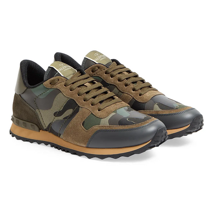 Men's Valentino Camo Rock Runners Military Green Sneakers