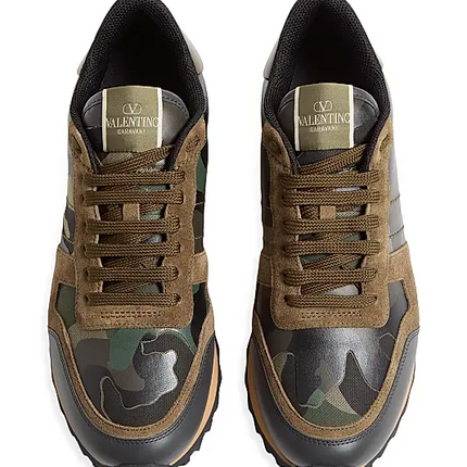 Men's Valentino Camo Rock Runners Military Green Sneakers