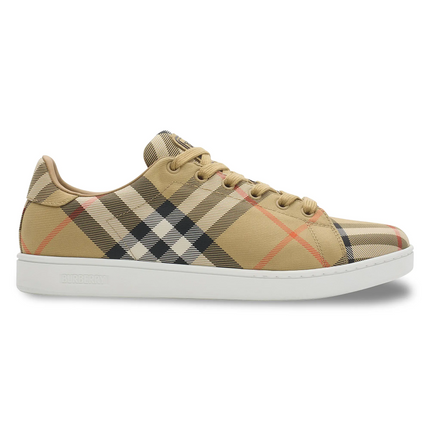 Men’s Burberry Men’s White Leather Sand Ip Check Sneakers