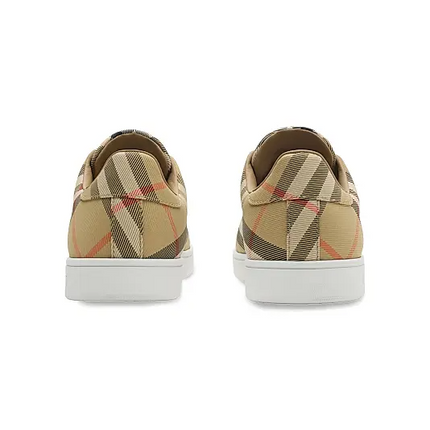 Men’s Burberry Men’s White Leather Sand Ip Check Sneakers
