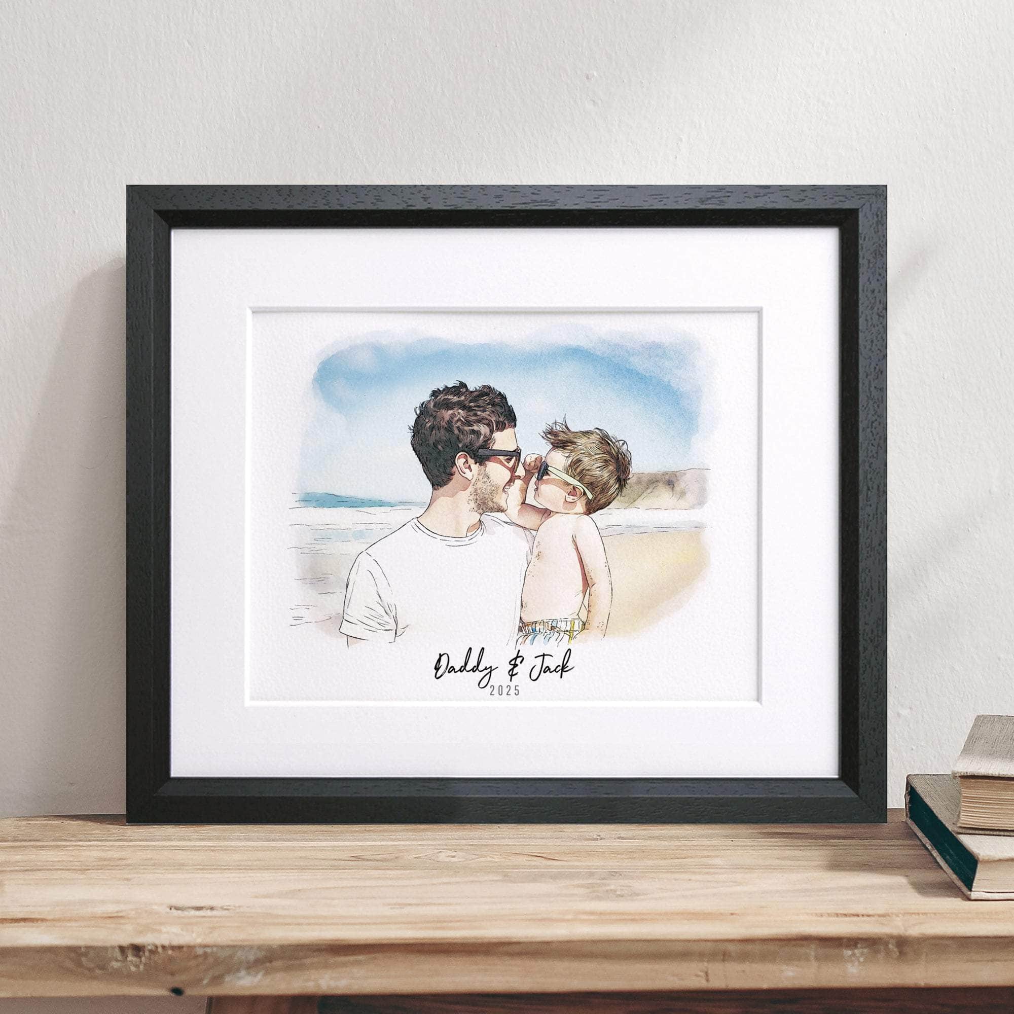 Daddy and Me Illustration - Custom Portrait Art