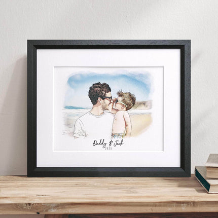 Daddy and Me Illustration - Custom Portrait Art