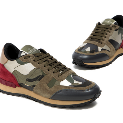 Men's Valentino Camo Rock Runners Rockstud Sneakers