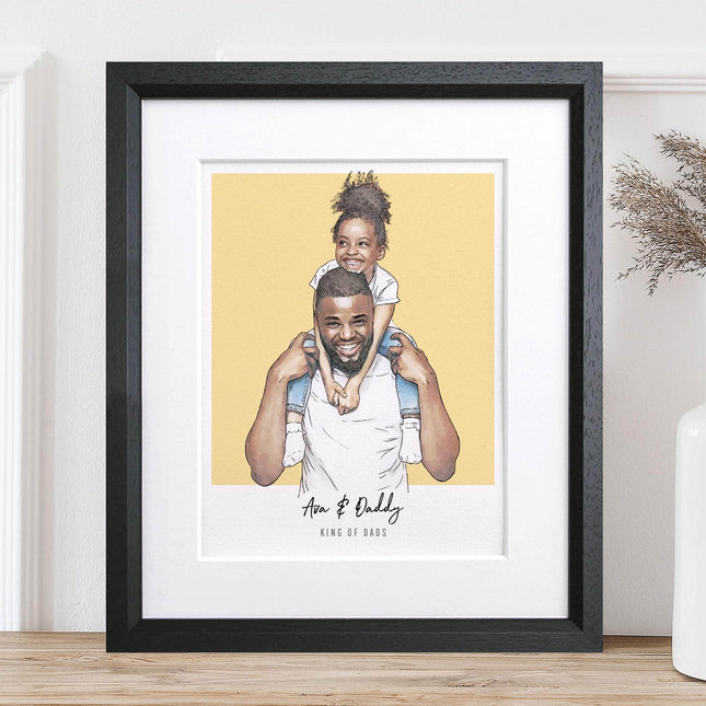 Daddy and me Colour Block People Line Portrait - Custom Portrait Art