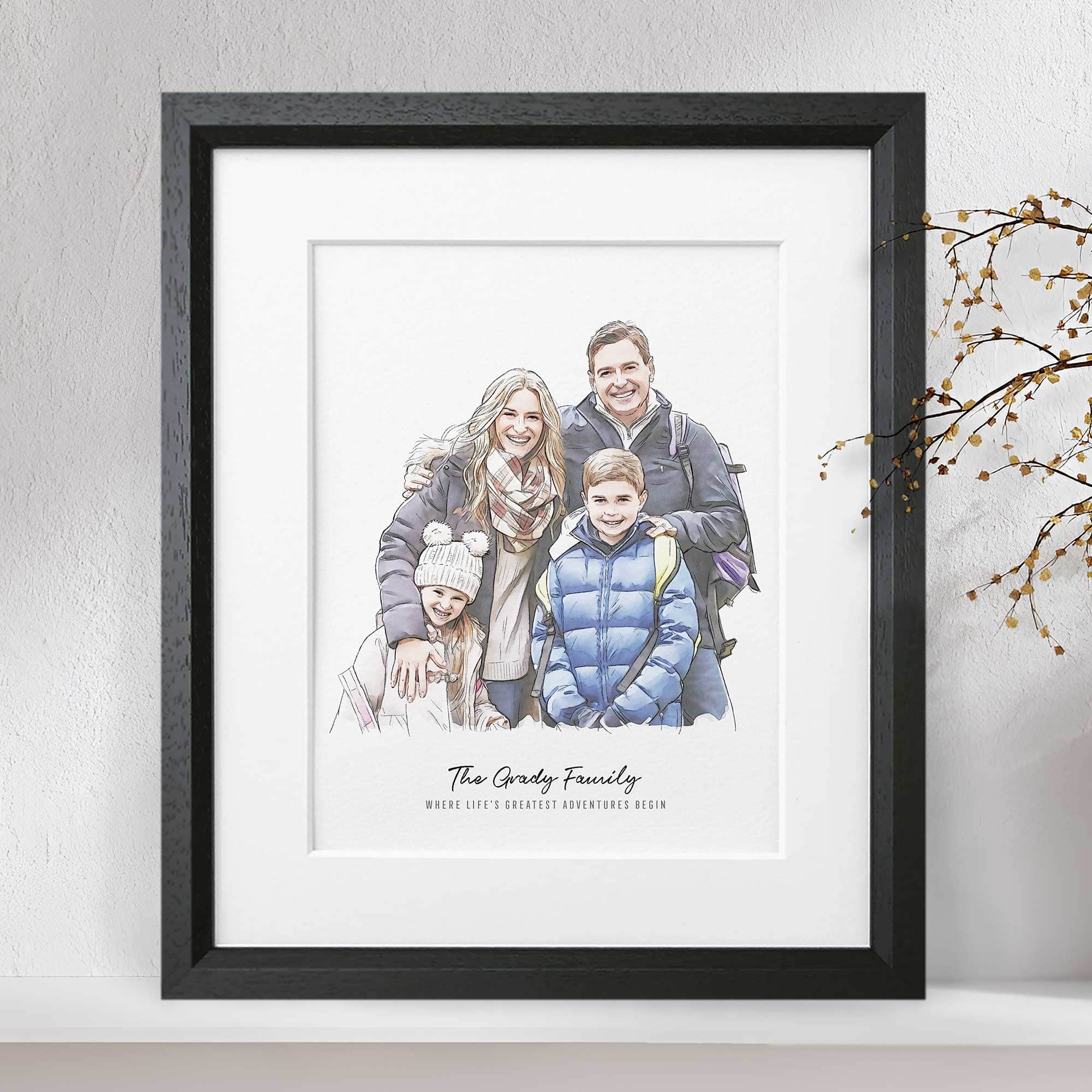 Personalised Family Line Portrait - Custom Portrait Art