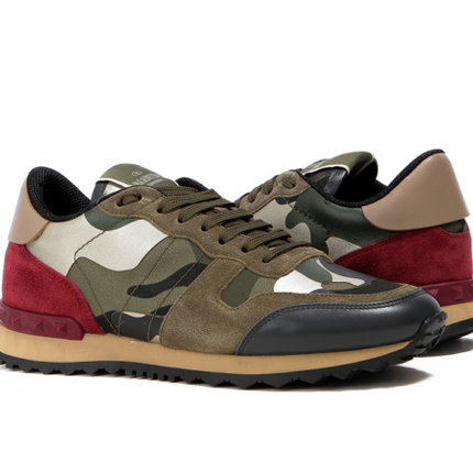 Men's Valentino Camo Rock Runners Rockstud Sneakers