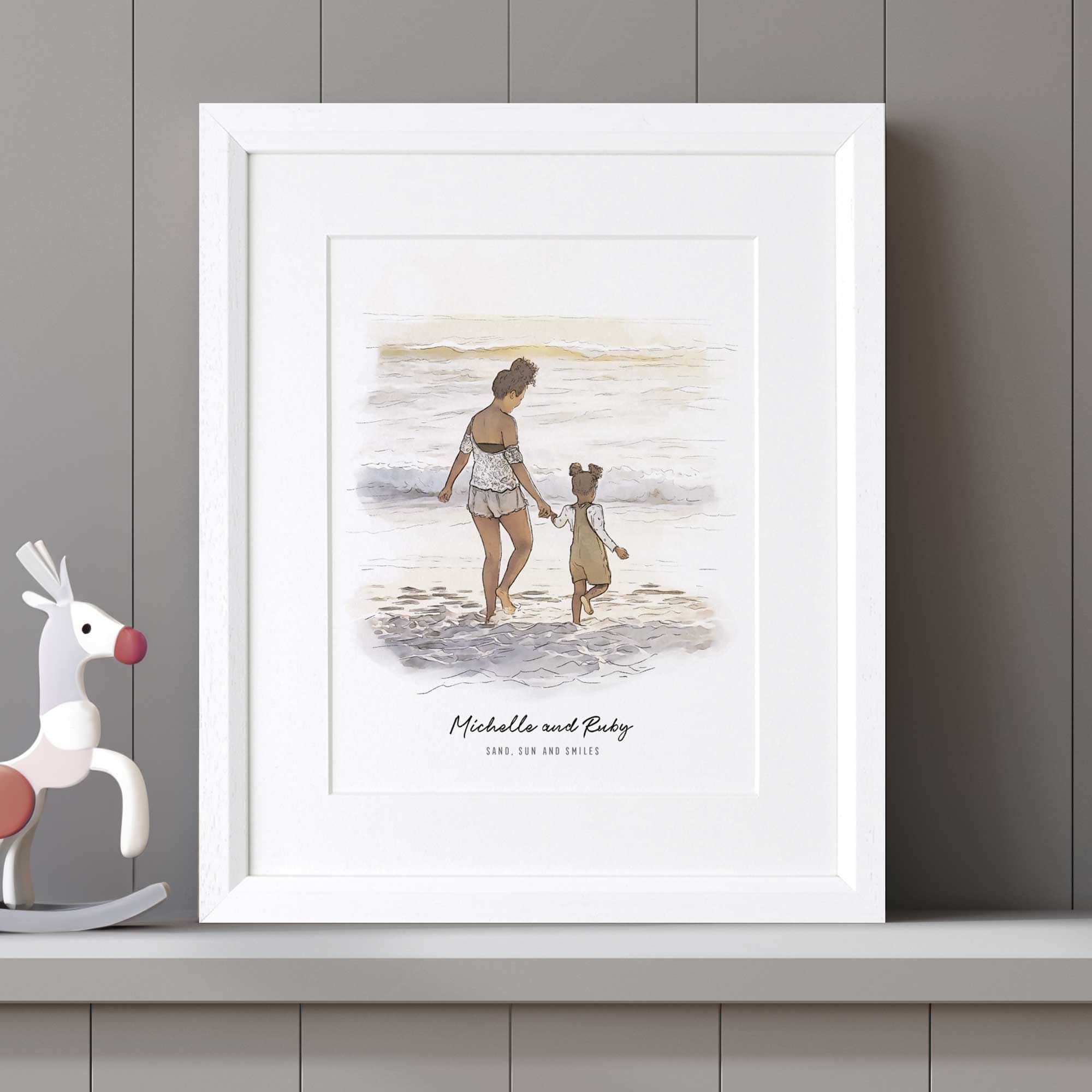 Mummy and Me Illustration - Custom Portrait Art