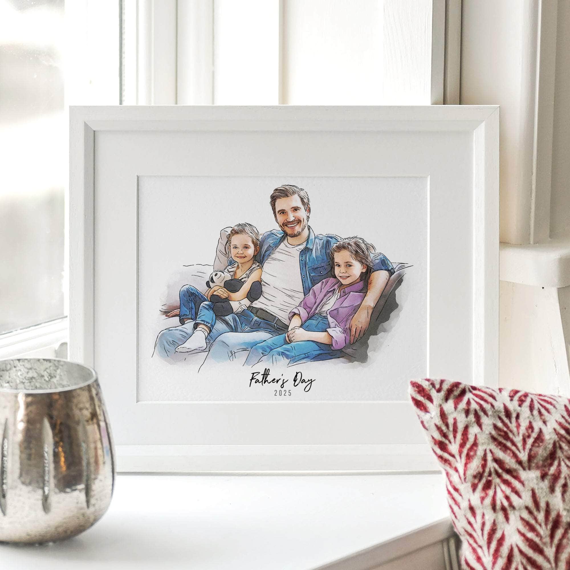 Daddy and Me Illustration - Custom Portrait Art