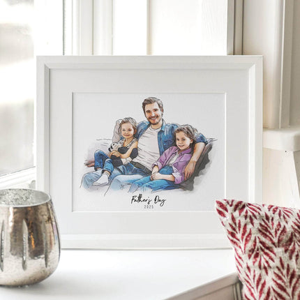 Daddy and Me Illustration - Custom Portrait Art