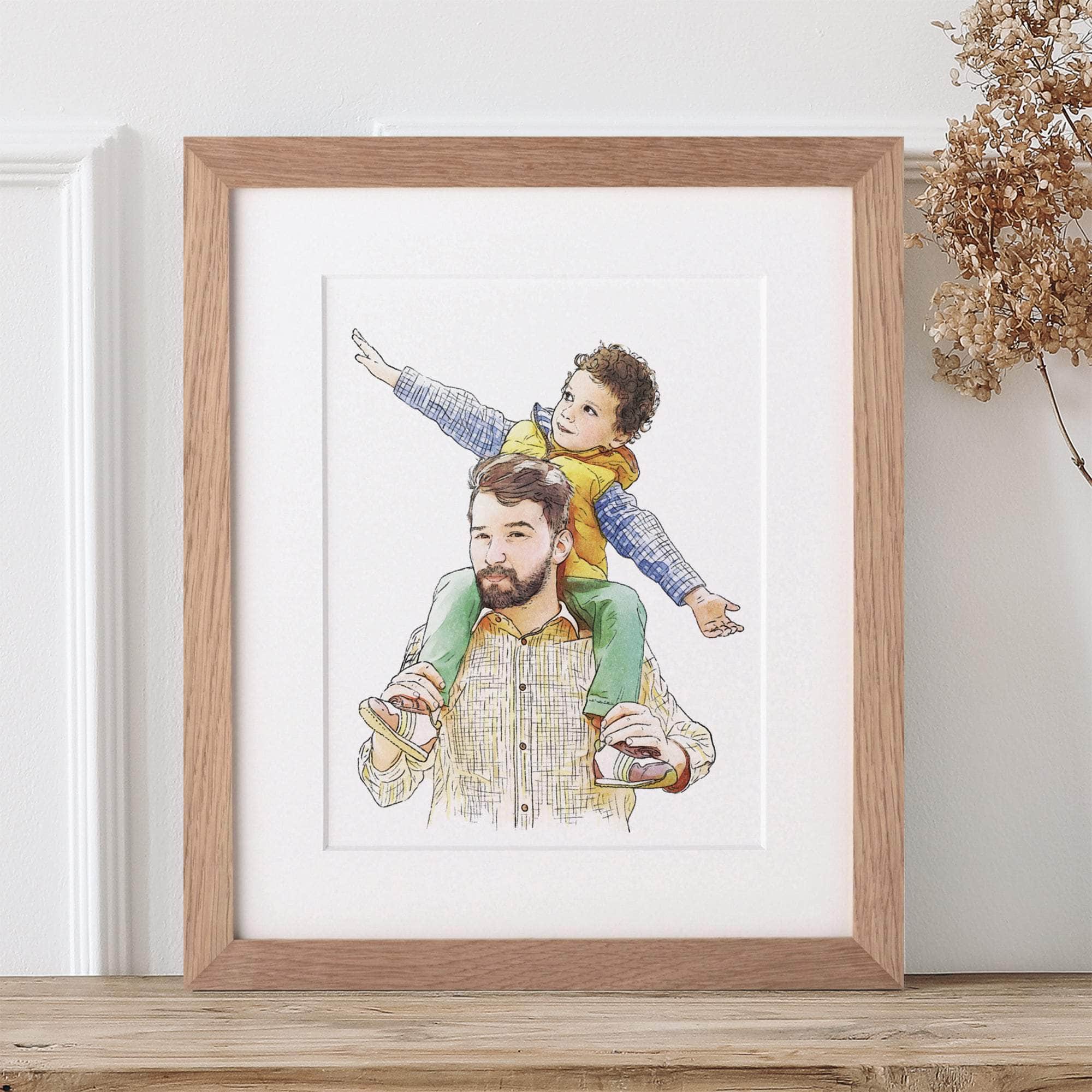 Daddy and Me Illustration - Custom Portrait Art