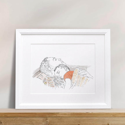 Daddy and Me Line Portrait - Custom Portrait Art