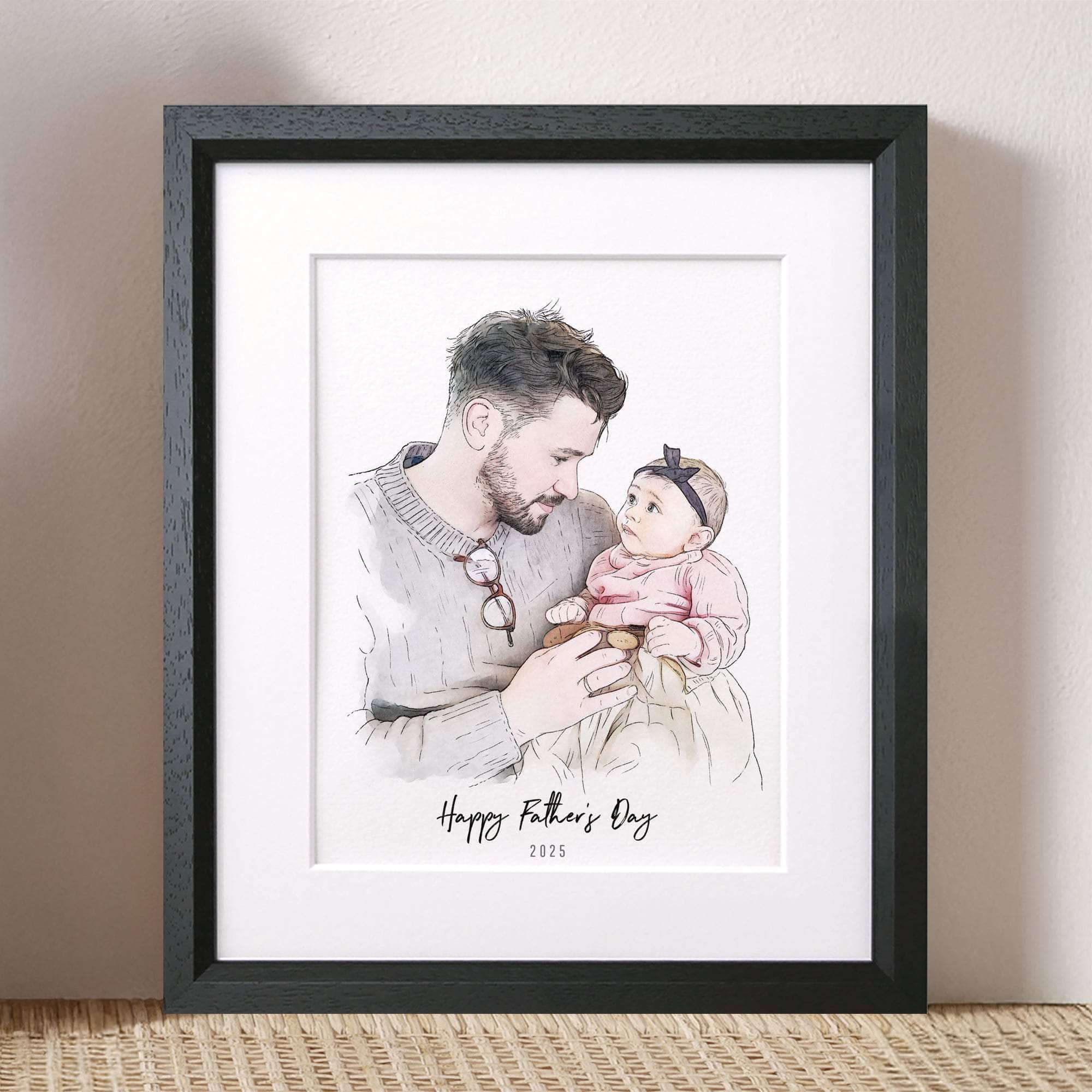 Daddy and Me Illustration - Custom Portrait Art