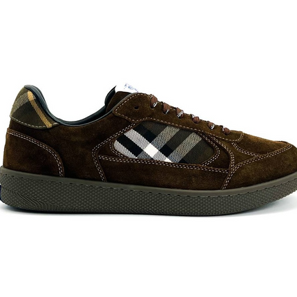 Men’s Burberry Leather Check Terrace Brown Sneakers