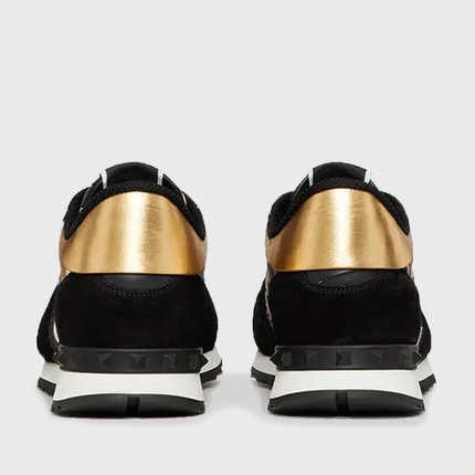 Men's Valentino Camo Rock Runners Black Gold Sneakers