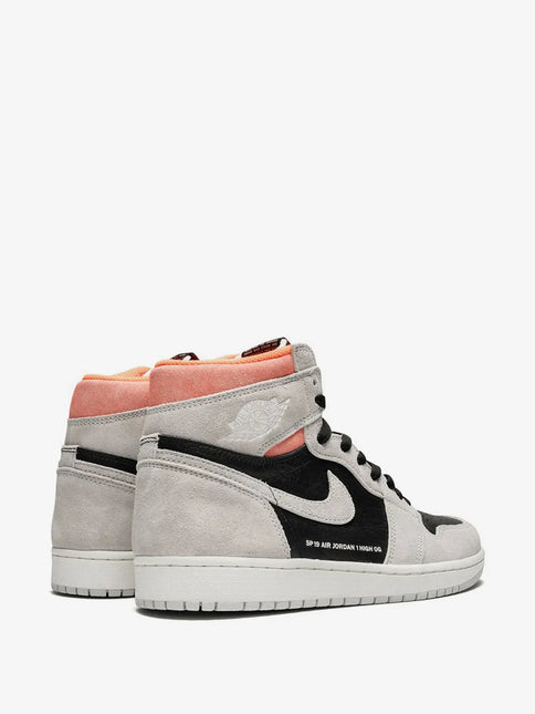 Men's Nike Air Jordan 1 High Neutral Grey Hyper Crimson Shoes