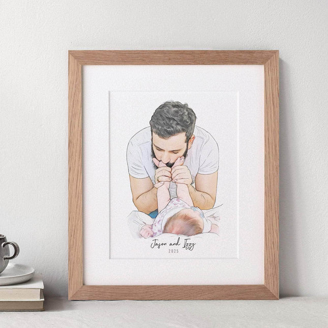 Daddy and Me Illustration - Custom Portrait Art