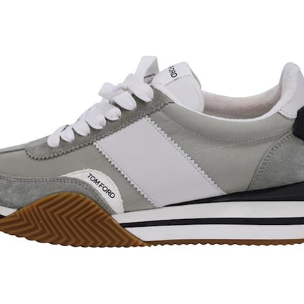 Men's Tom Ford James Mixed Media Low Top Grey Sneakers