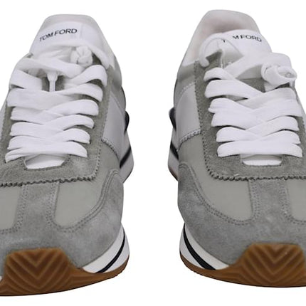 Men's Tom Ford James Mixed Media Low Top Grey Sneakers