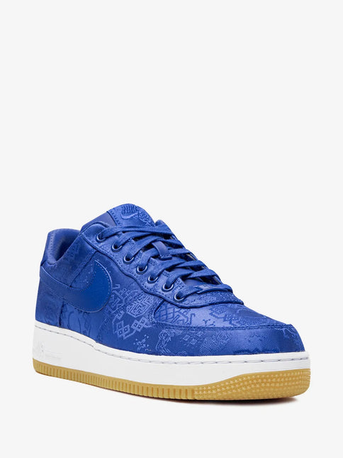 Men's Nike x CLOT Air Force 1 PRM Blue Silk Shoes
