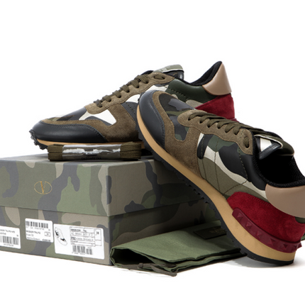Men's Valentino Camo Rock Runners Rockstud Sneakers