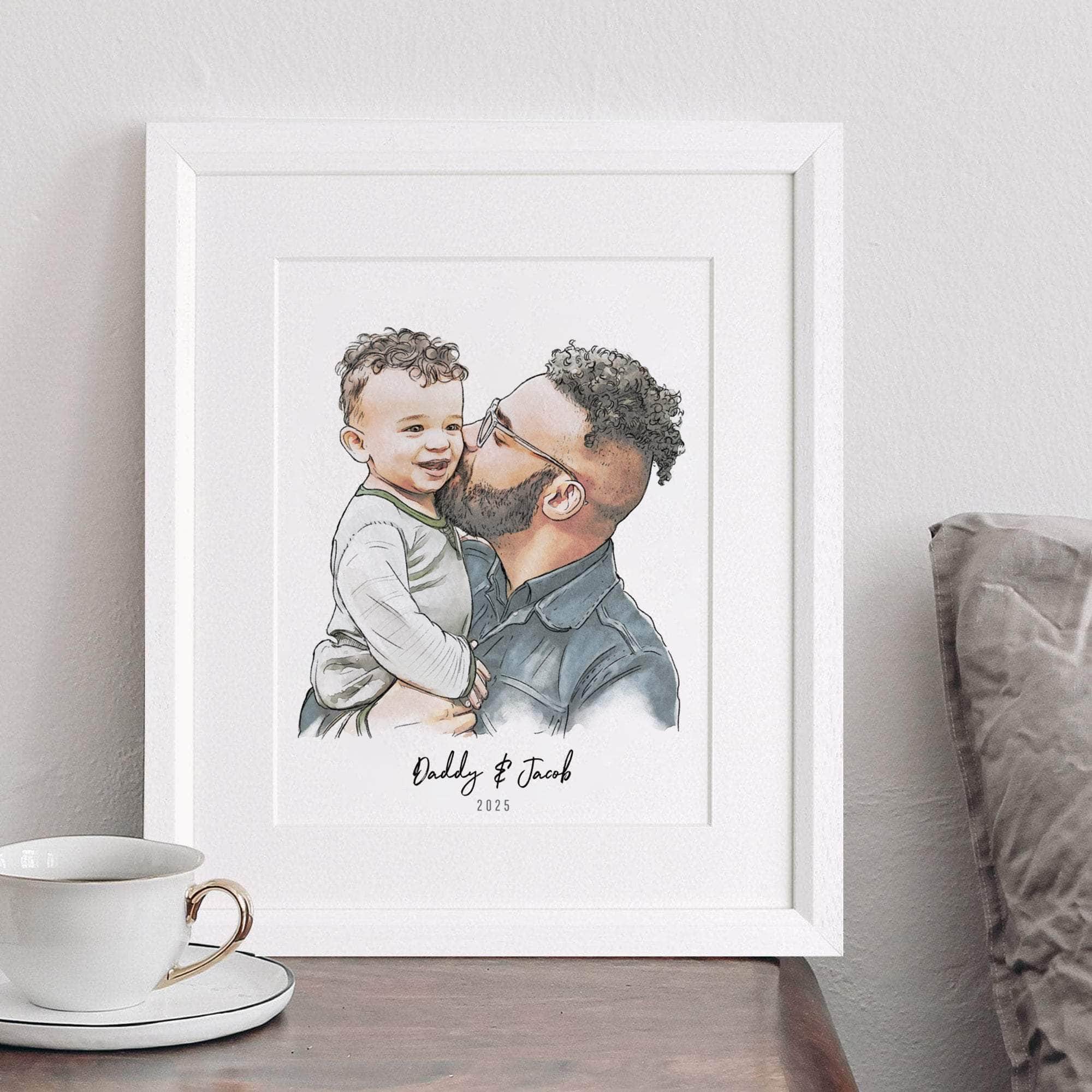 Daddy and Me Illustration - Custom Portrait Art