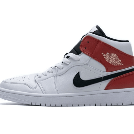 Men's Air Jordan 1 Mid White Black Gym Red Shoes