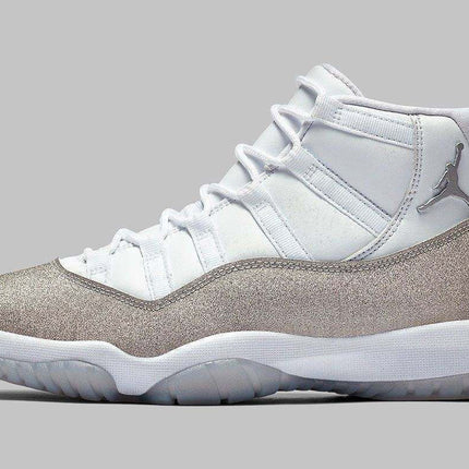 Men's Air Jordan 11 White Metallic Silver Shoes