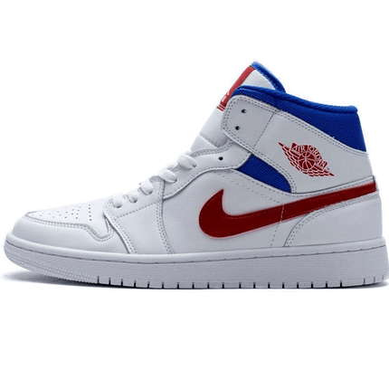 Men's Air Jordan 1 Mid SE White Blue Red Shoes