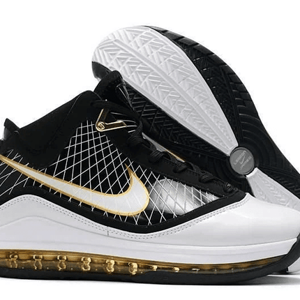 Men's Air Max Lebron 7 VII Black White Gold Shoes