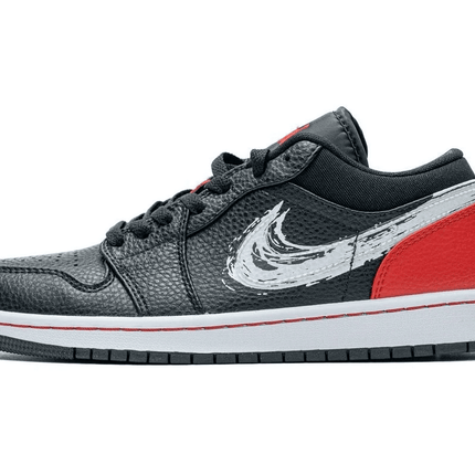 Men's Air Jordan 1 Low Brushstroke Swoosh Shoes