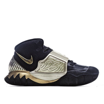 Men's Kyrie 6 Black Metallic Gold Shoes