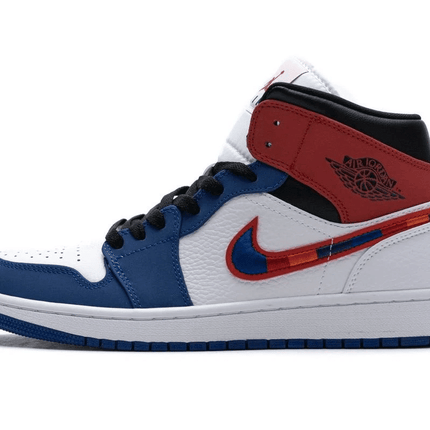 Men's Air Jordan 1 Mid Multicolor Swoosh Shoes