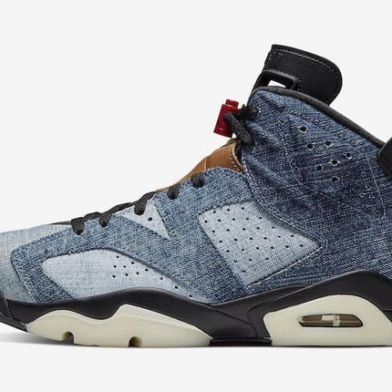 Men's Air Jordan 6 Black Washed Denim Shoes