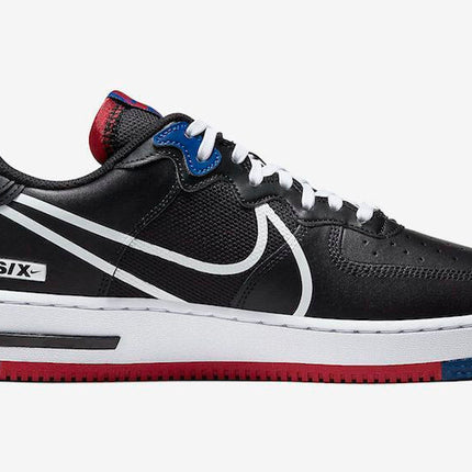 Men's Air Force 1 React Black With Red and Blue Shoes
