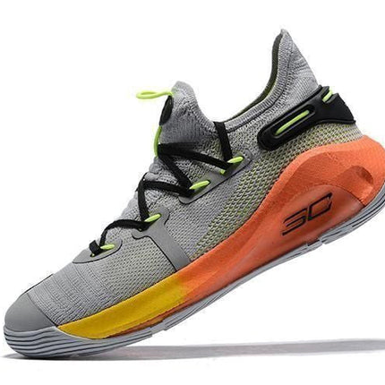 Men's Curry 6 Christmas Grey Orange Shoes