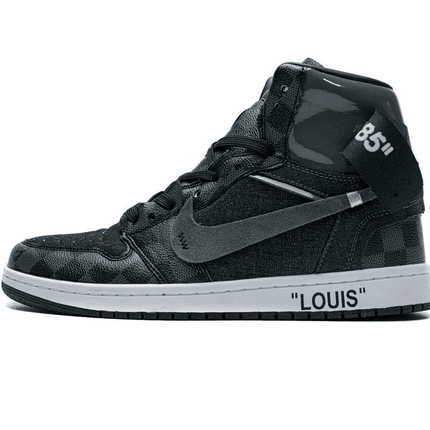 Men's LV X Air Jordan 1 High Grey Shoes