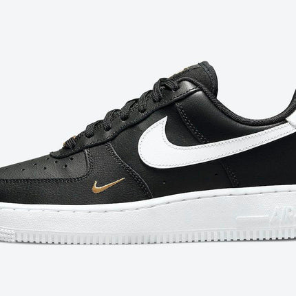 Men's Air Force 1 Gold Mini Swooshes Black Shoes