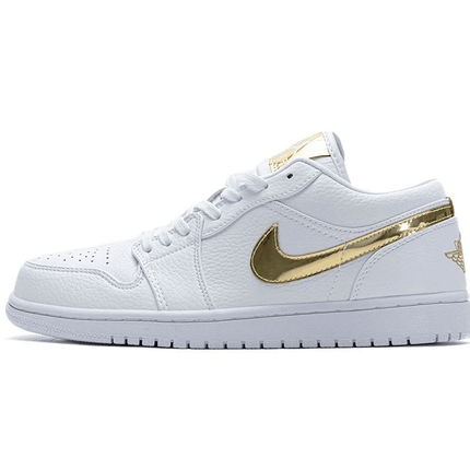 Men's Air Jordan 1 Low White Metallic Gold Shoes
