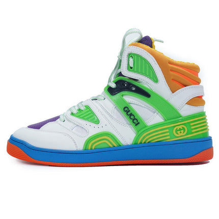 Men's Gucci Basket White Green Purple Sneaker Shoes