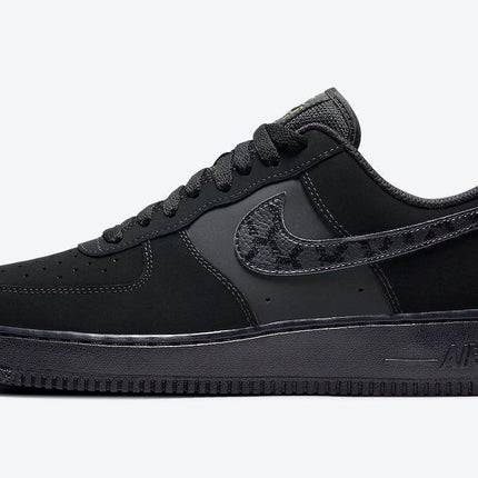Men's Air Force 1 Low Branded Swooshes Black Nubuck Shoes