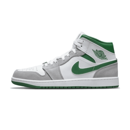 Men's Air Jordan 1 Mid Grey Pine Green Shoes