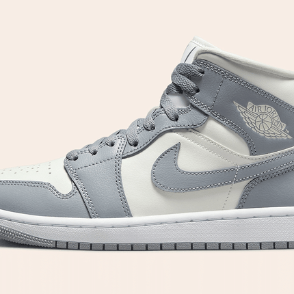 Men's Air Jordan 1 Mid Grey Sail Shoes
