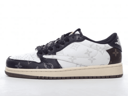 Men's Air Jordan 1 Low x LV x Fragment x Travis Scott Brown Black White Shoes