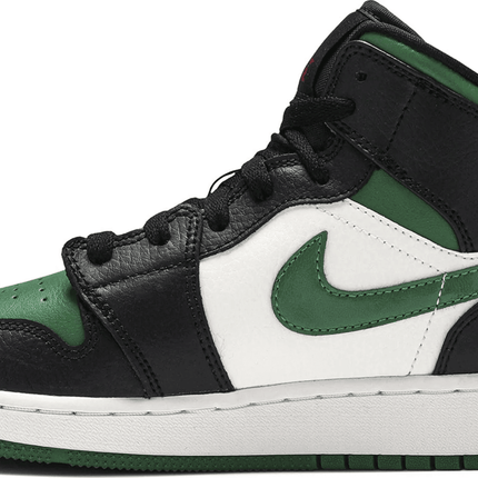 Men's Air Jordan 1 Mid GS Black Pine Green Shoes